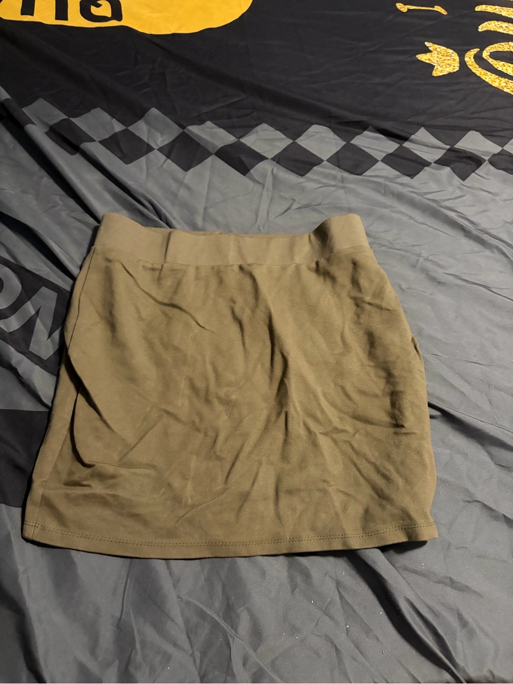 Revamped Olive Green Knit Mini Skirt